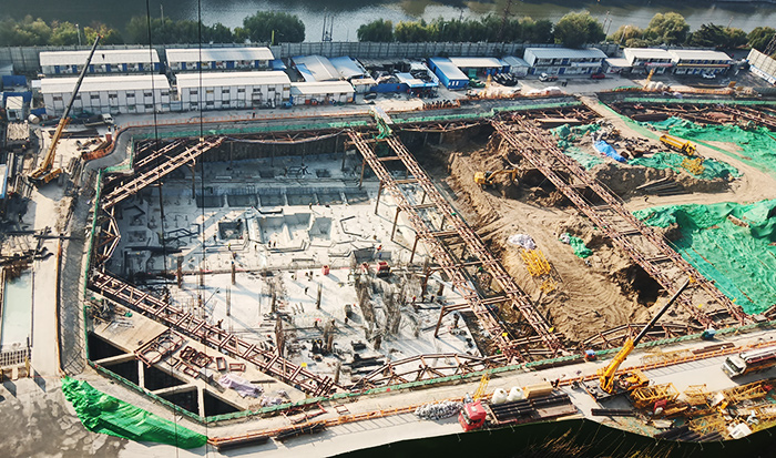 灌注樁、預(yù)應(yīng)力魚腹式基坑鋼支撐：徐州老物資市場項目